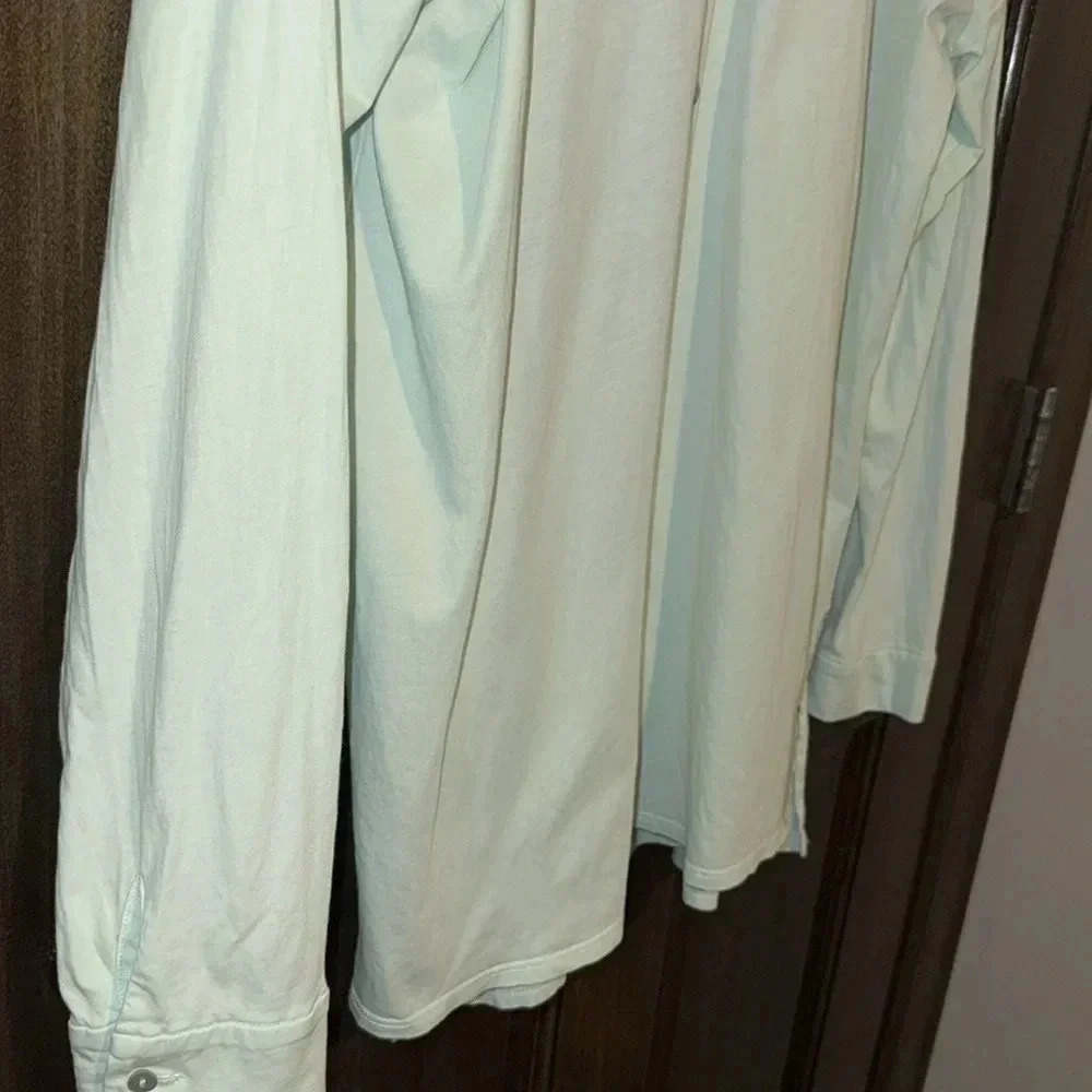 Eileen Fisher Long Sleeve Blouse Light Mint Green Womens Med 100% Cotton EUC - Picture 6 of 11